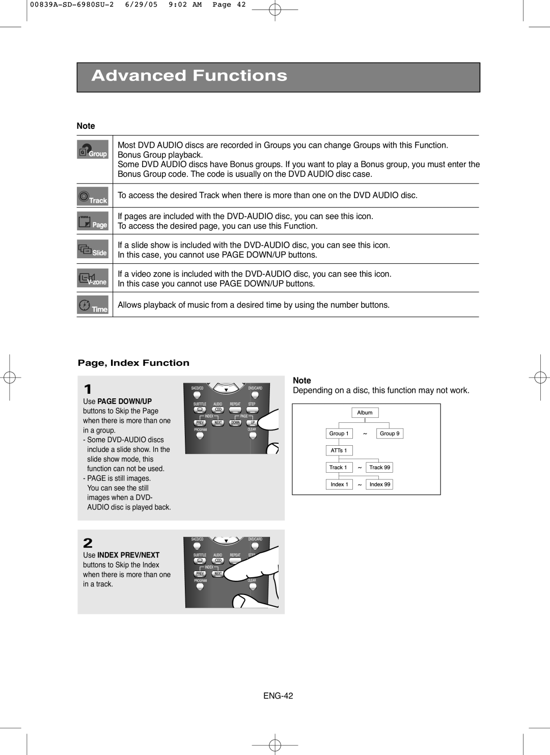 Toshiba SD-6980SU owner manual Page, Index Function 