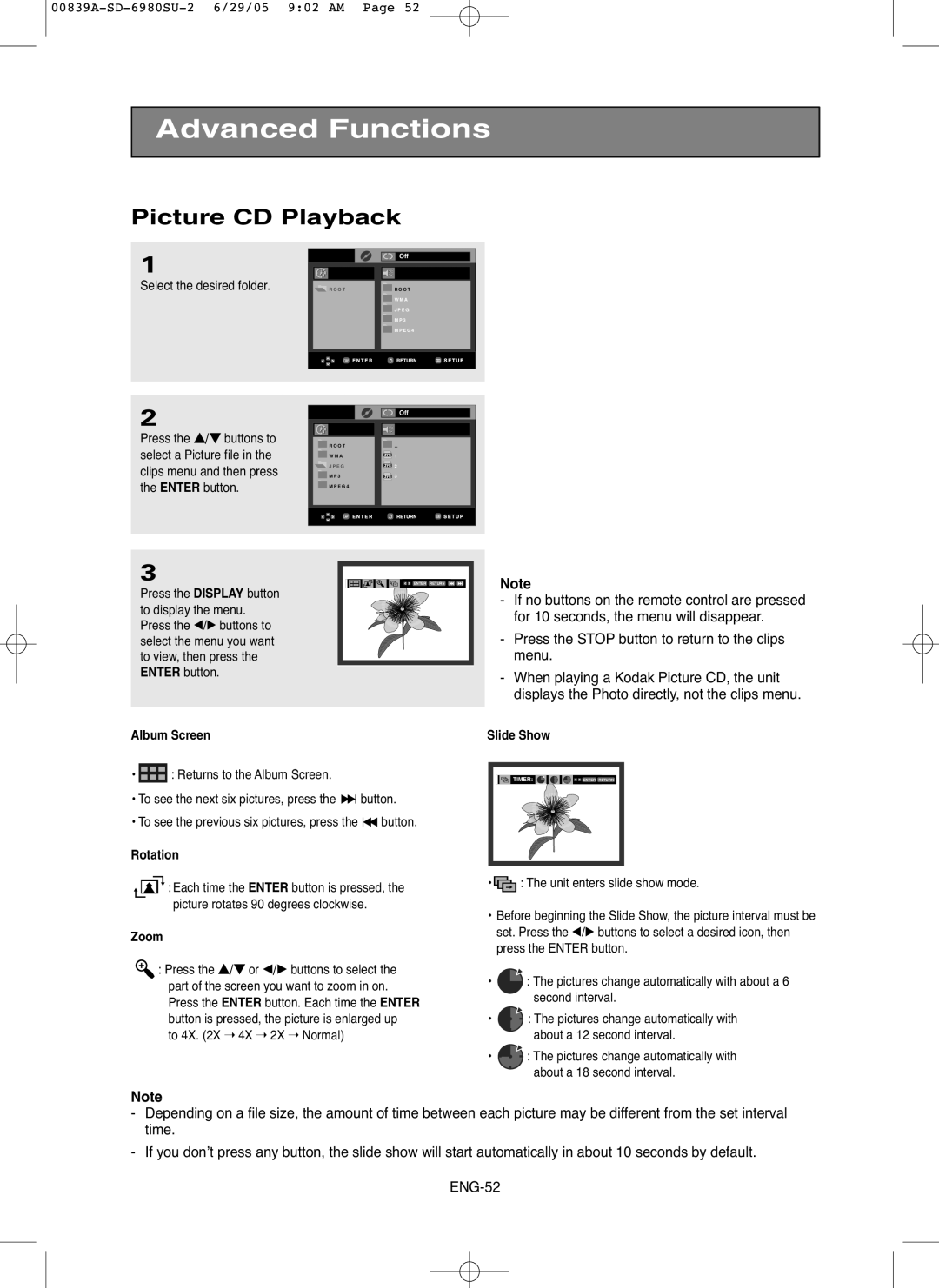 Toshiba SD-6980SU owner manual Picture CD Playback, Select the desired folder, To 4X X 4X 2X Normal 