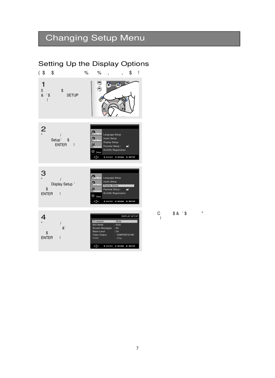 Toshiba SD-6980SU owner manual Setting Up the Display Options 