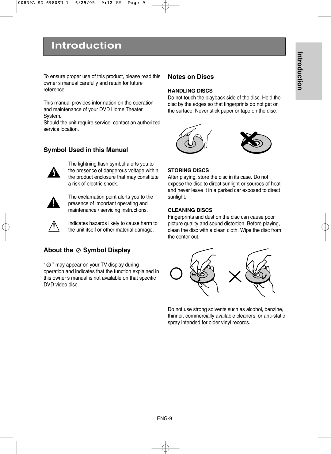 Toshiba SD-6980SU owner manual Symbol Used in this Manual 