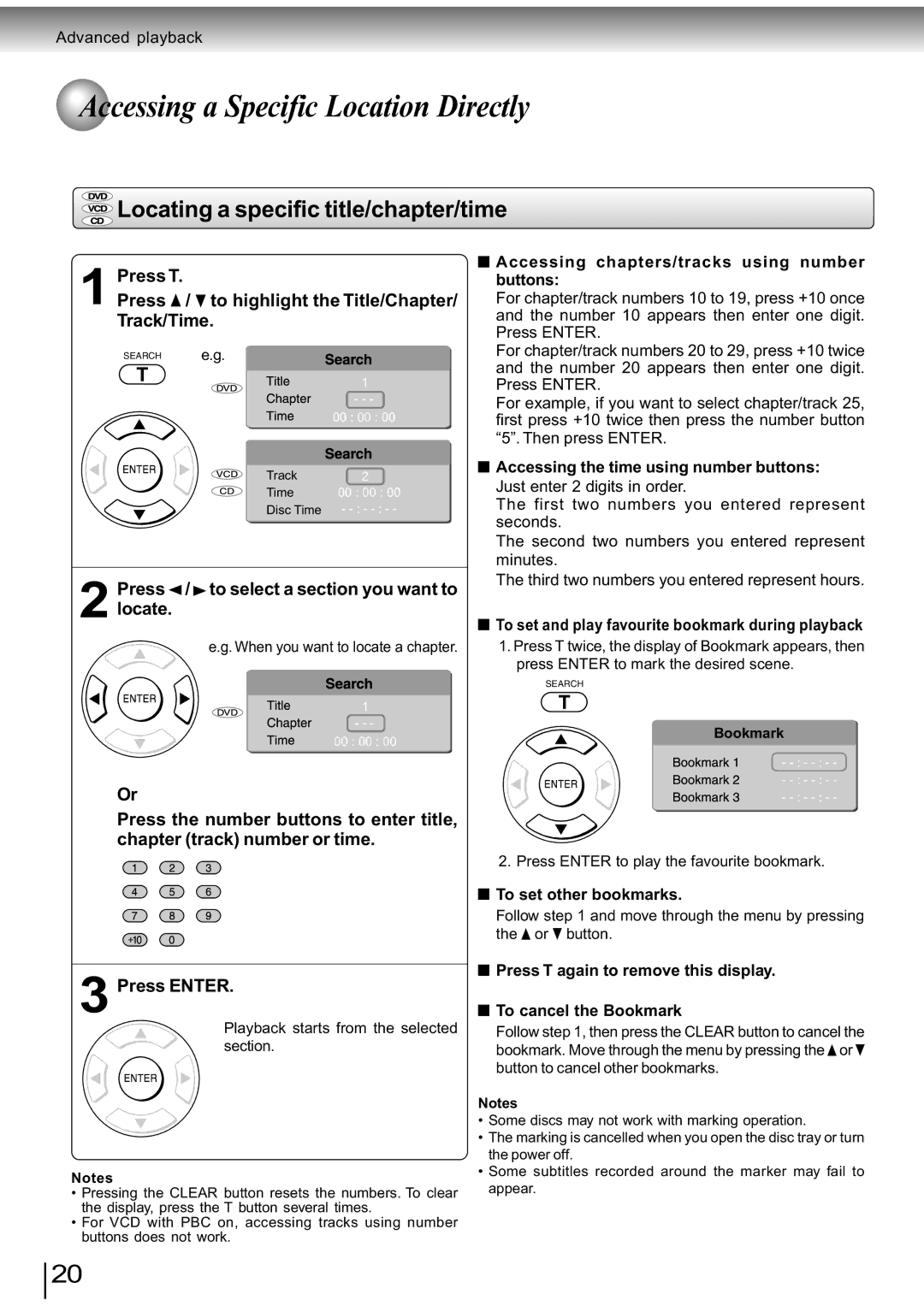 Toshiba SD-890KY manual Accessing a Specific Location Directly, Locating a specific title/chapter/time 