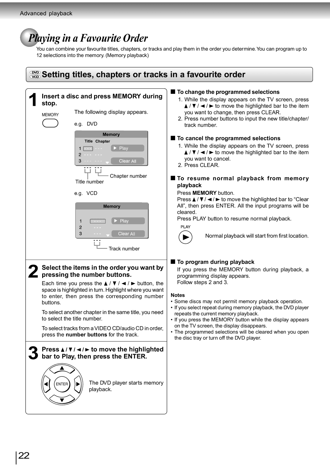 Toshiba SD-890KY manual Playing in a Favourite Order, Setting titles, chapters or tracks in a favourite order 