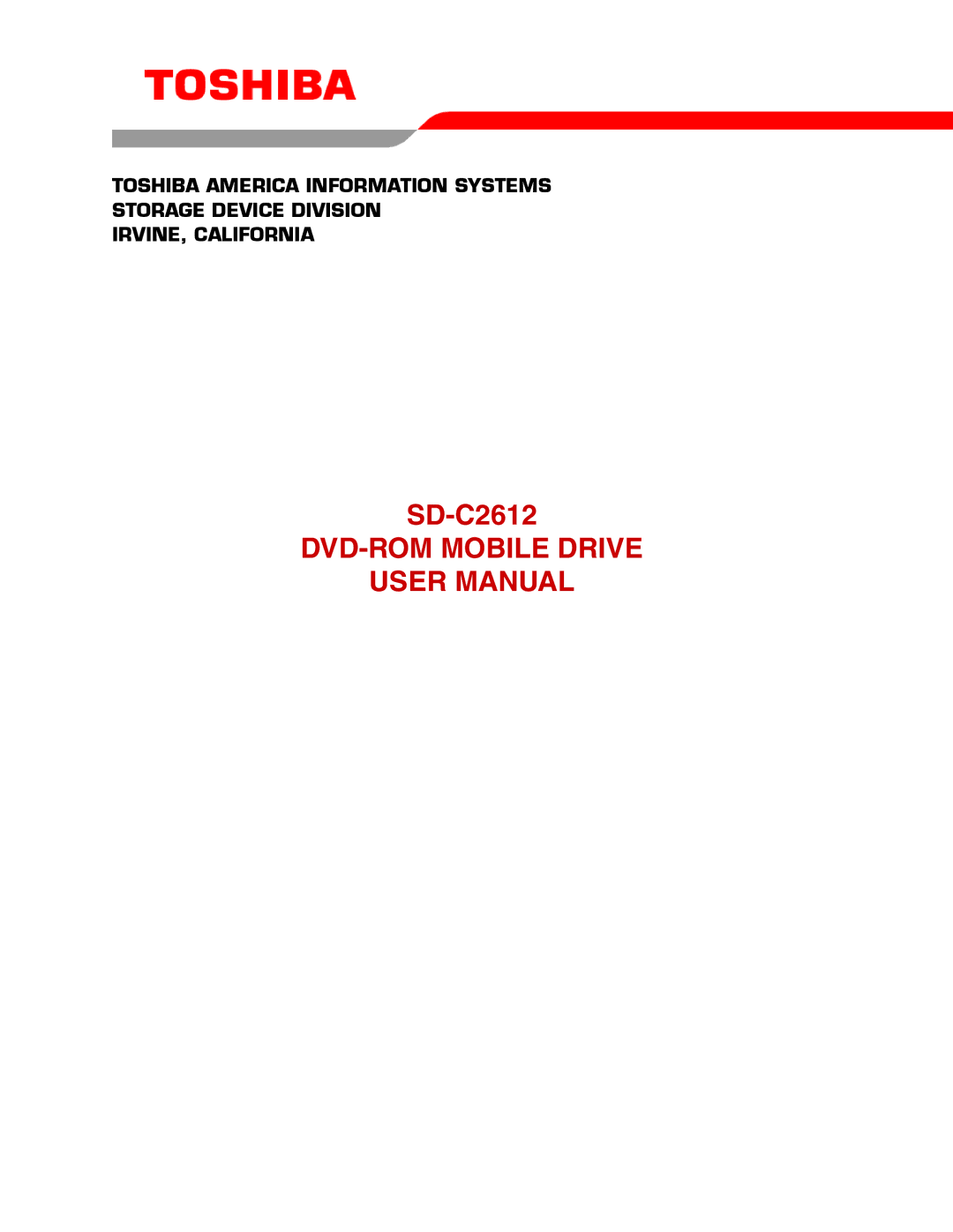 Toshiba SD-C2612 user manual DVD-ROM Mobile Drive 