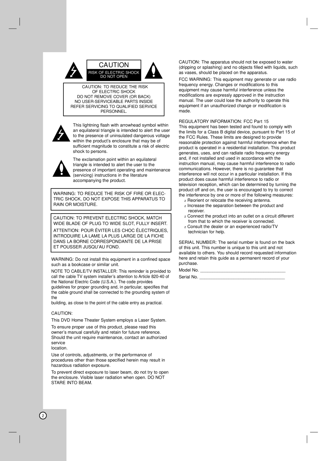 Toshiba SD-C67HTSU owner manual Regulatory Information FCC Part 