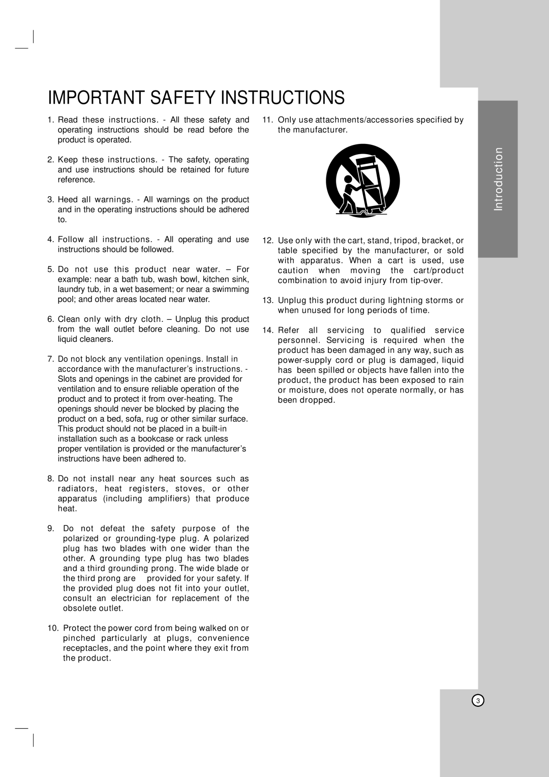 Toshiba SD-C67HTSU owner manual Important Safety Instructions 