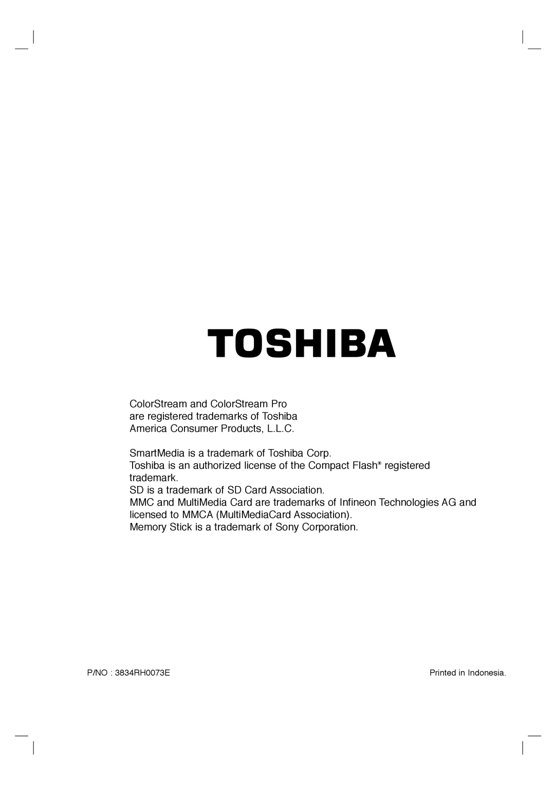 Toshiba SD-C67HTSU owner manual No 3834RH0073E 