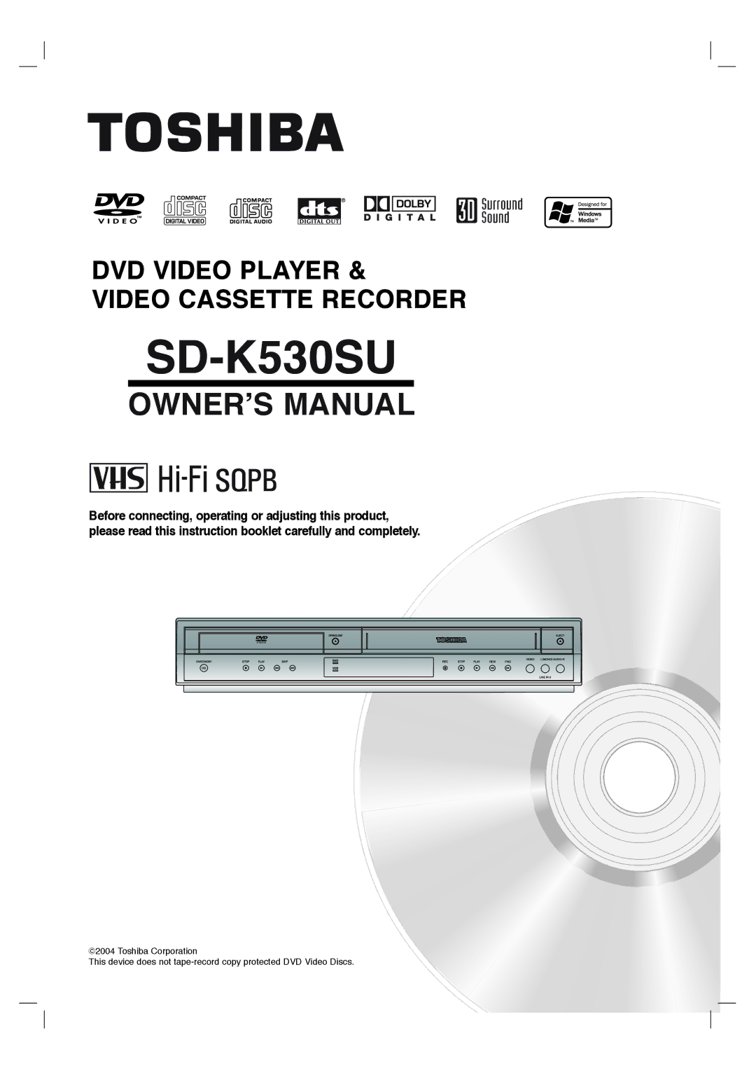 Toshiba SD-K530SU owner manual 