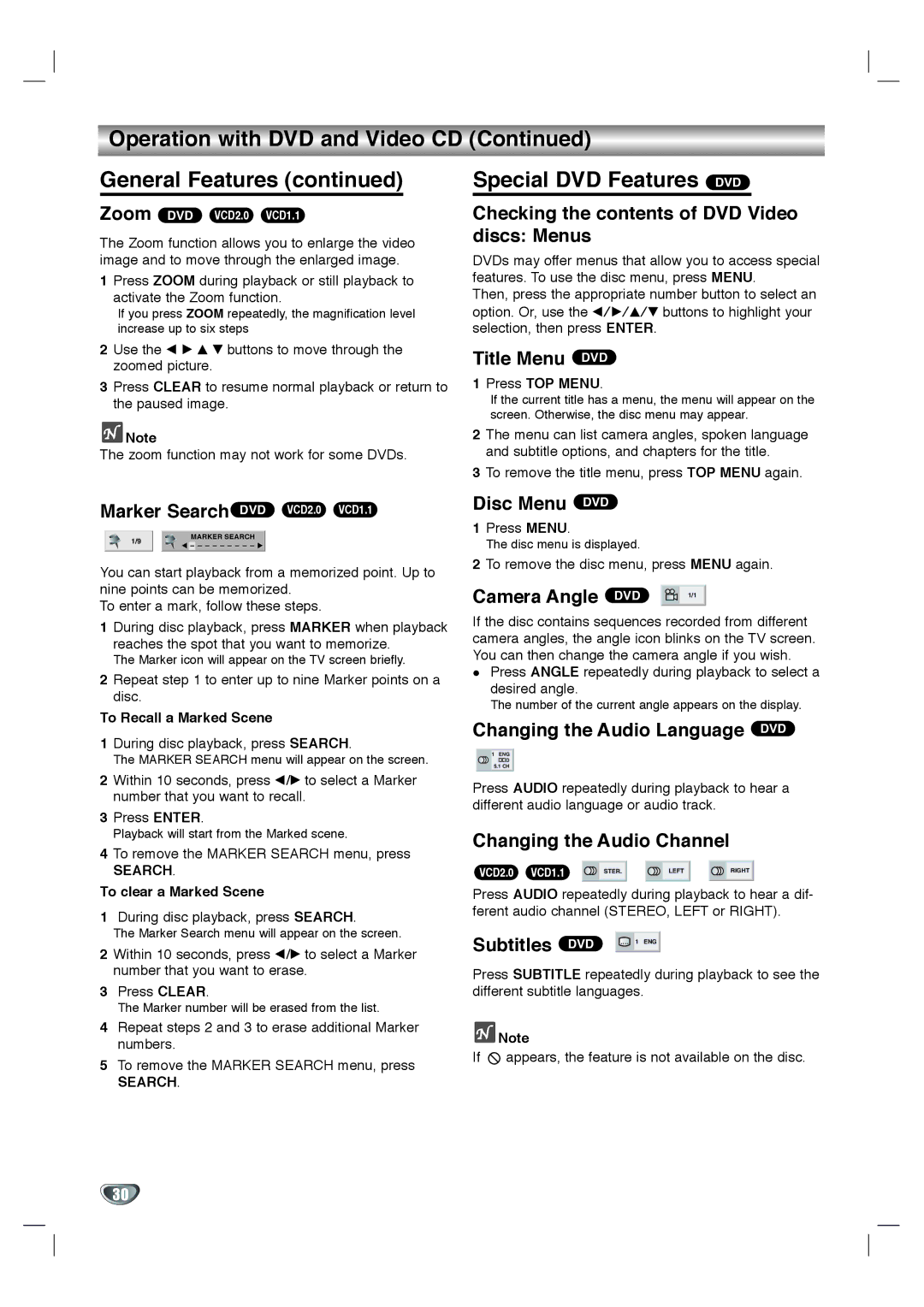 Toshiba SD-K530SU owner manual Special DVD Features DVD 