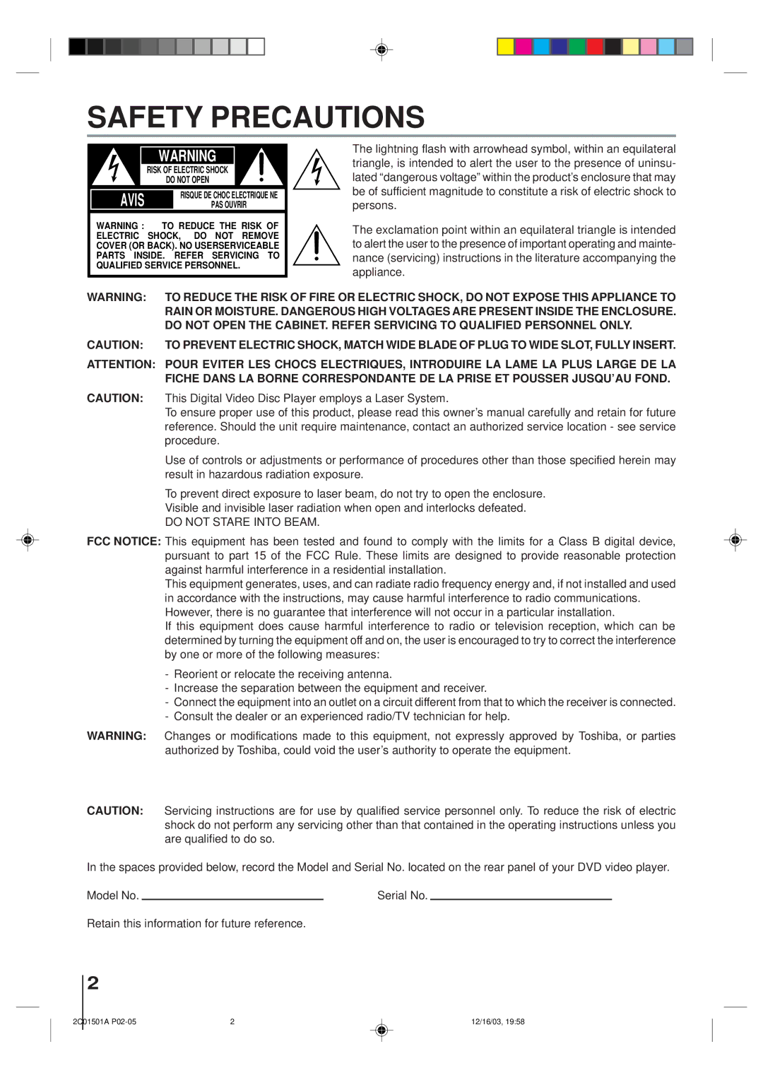 Toshiba SD-K740SU owner manual Safety Precautions, This Digital Video Disc Player employs a Laser System 