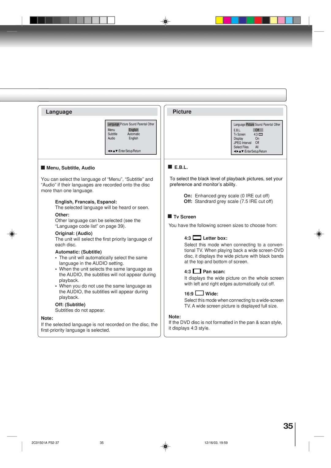 Toshiba SD-K740SU owner manual Language Picture 