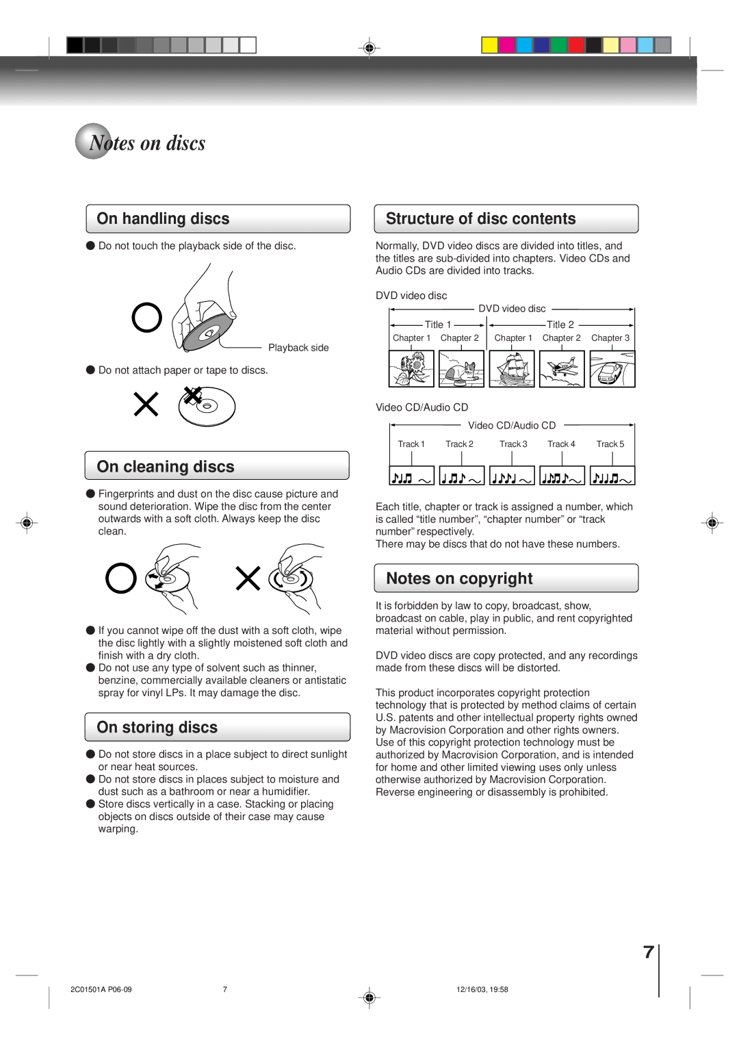 Toshiba SD-K740SU owner manual On handling discs, On cleaning discs, On storing discs, Structure of disc contents 