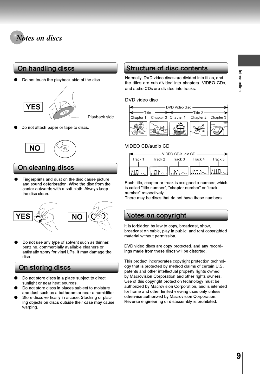 Toshiba SD-K741SU manual Tes on discs, Yes 