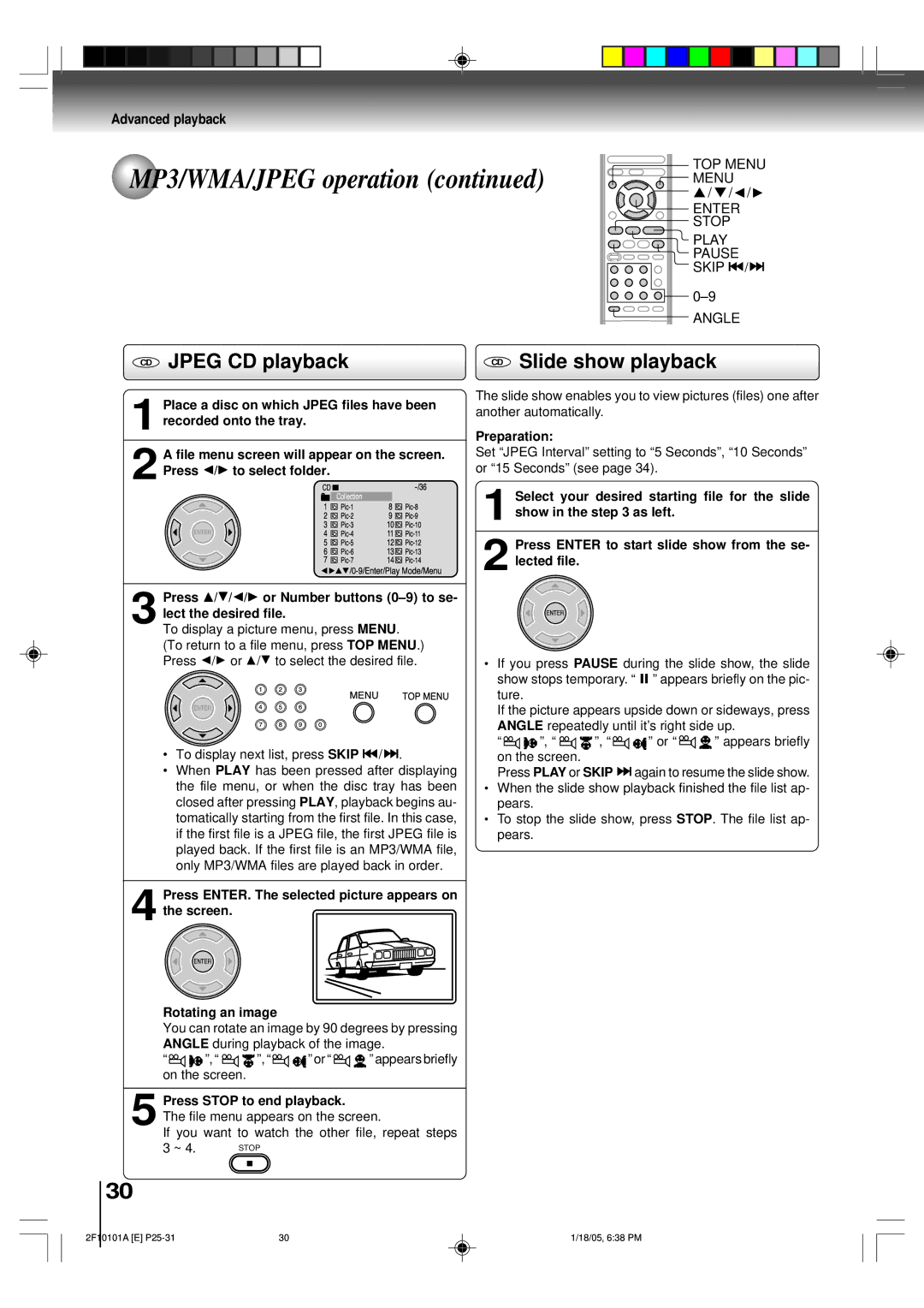 Toshiba SD-K750SU manual CD Jpeg CD playback, CD Slide show playback, Preparation 