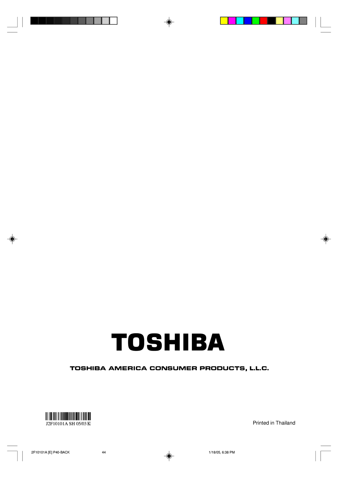 Toshiba SD-K750SU manual 2F10101A E P40-BACK 18/05, 638 PM 