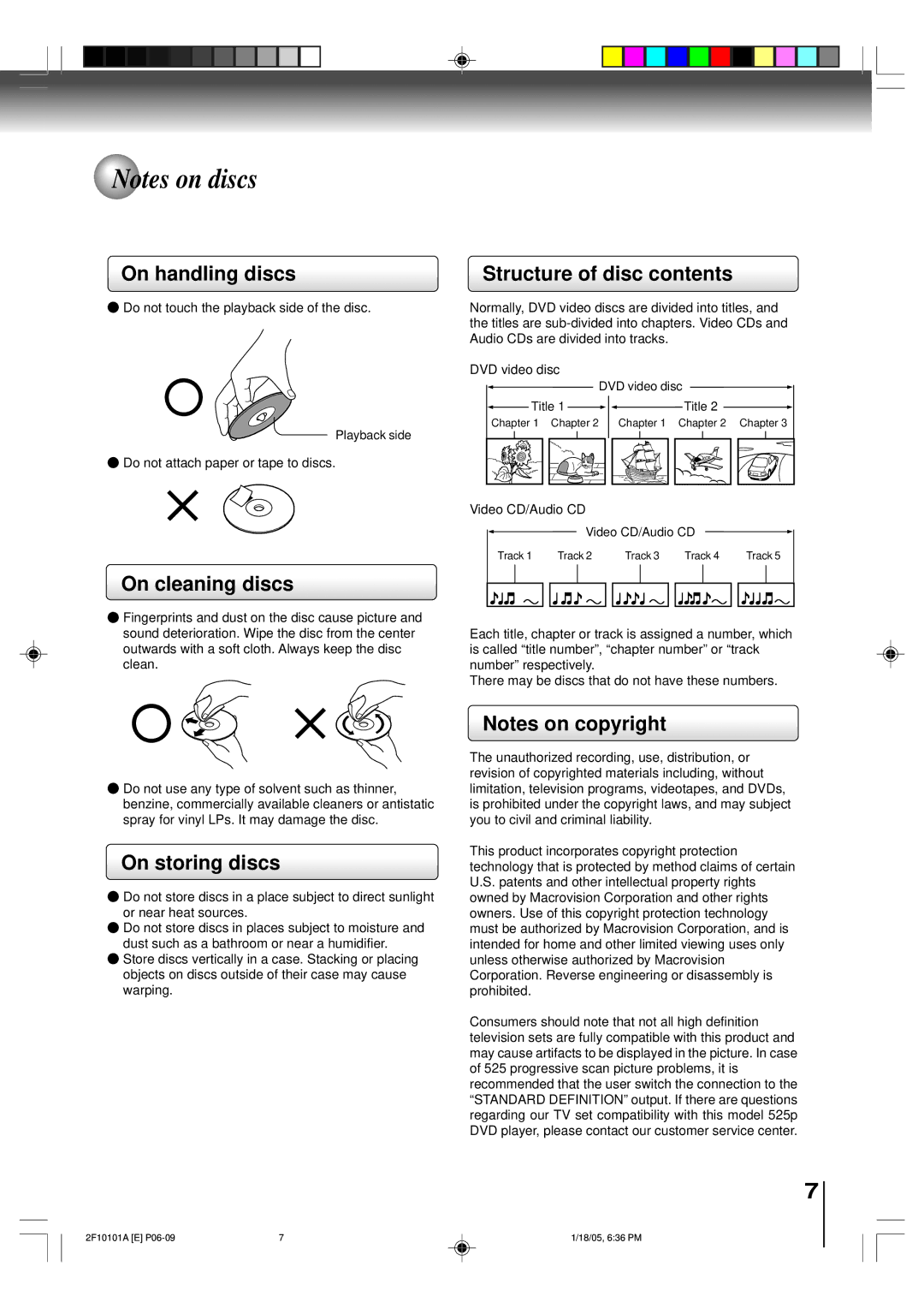 Toshiba SD-K750SU manual On handling discs, On cleaning discs, On storing discs, Structure of disc contents 