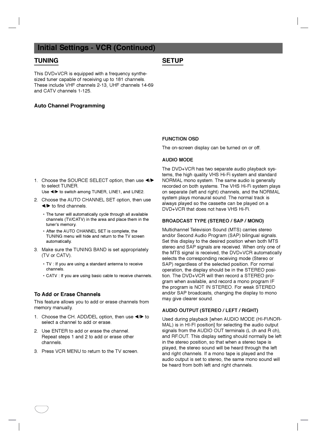 Toshiba SD-KV540SU owner manual Auto Channel Programming, To Add or Erase Channels 