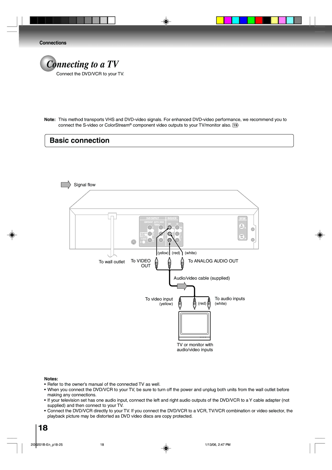 Toshiba SD-KV550SU owner manual Connecting to a TV, Basic connection 