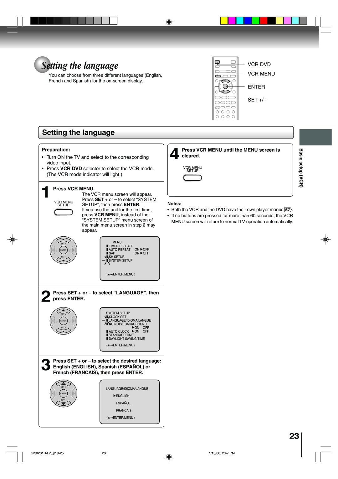 Toshiba SD-KV550SU owner manual Setting the language 