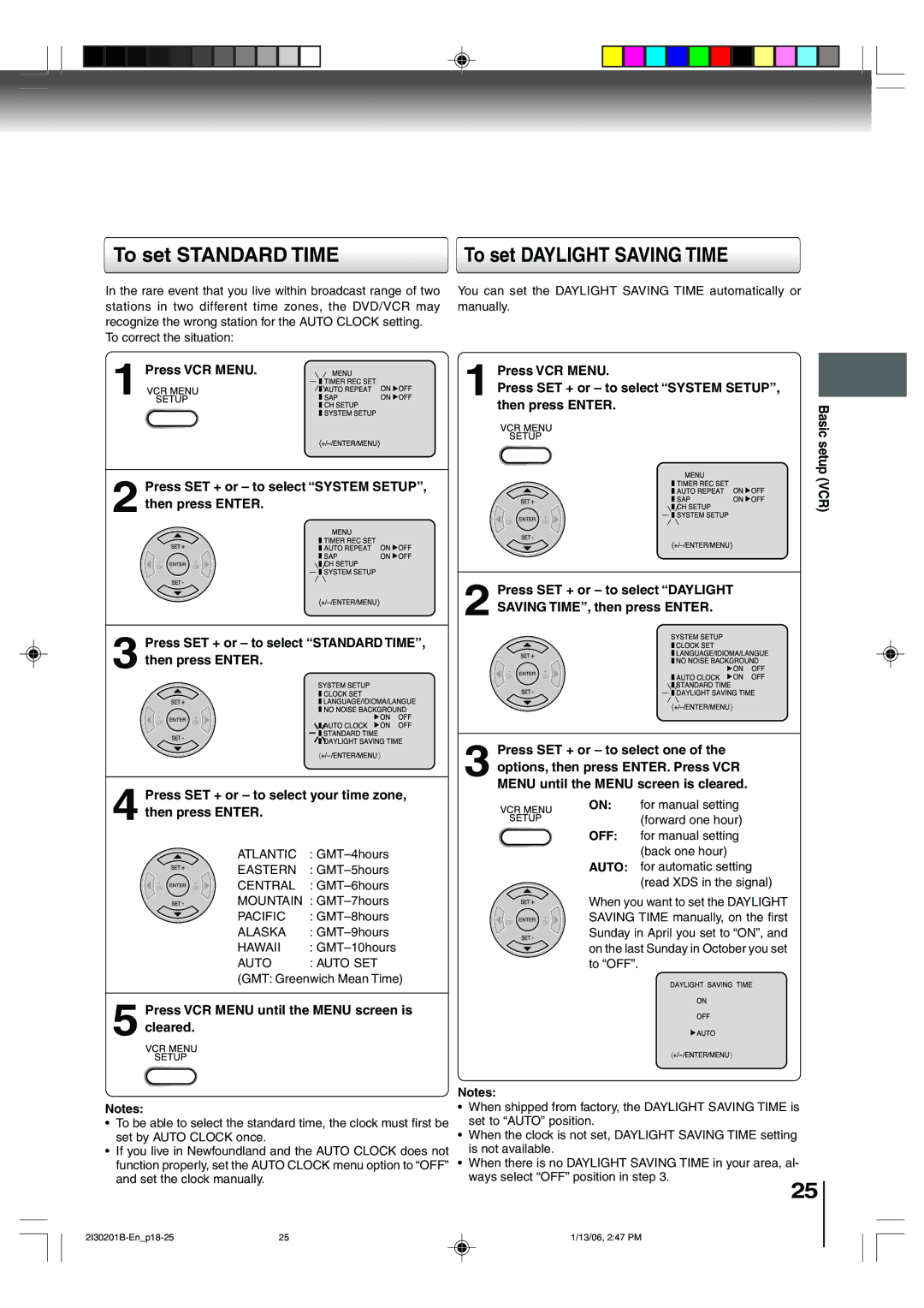 Toshiba SD-KV550SU owner manual To set Standard Time, GMT Greenwich Mean Time 