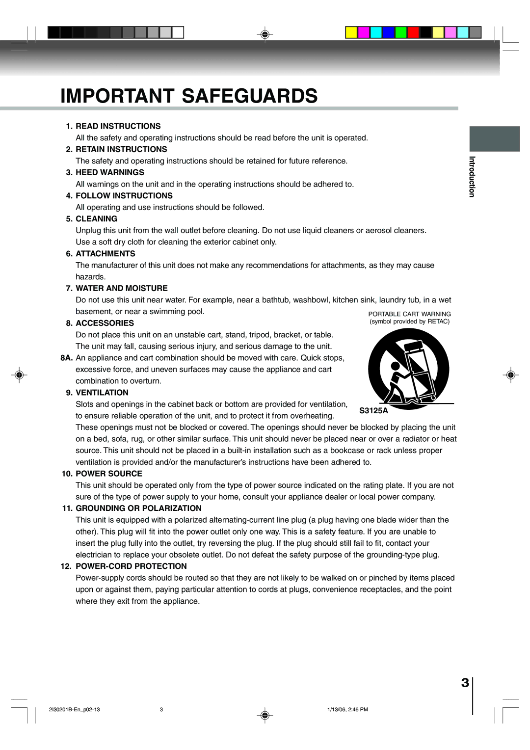 Toshiba SD-KV550SU owner manual S3125A, Introduction 