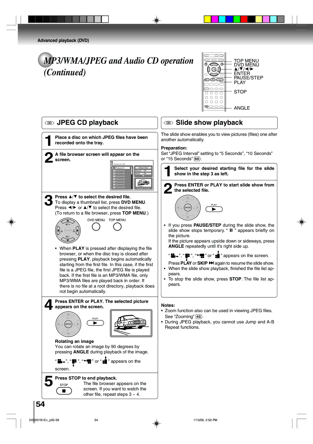 Toshiba SD-KV550SU owner manual CD Jpeg CD playback, CD Slide show playback 