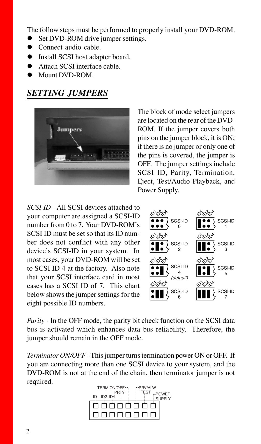 Toshiba SD-M1201 installation instructions Setting Jumpers 