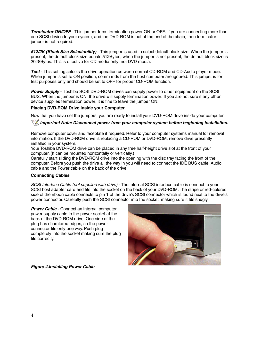 Toshiba SD-M1401 user manual Placing DVD-ROM Drive inside your Computer, Connecting Cables 