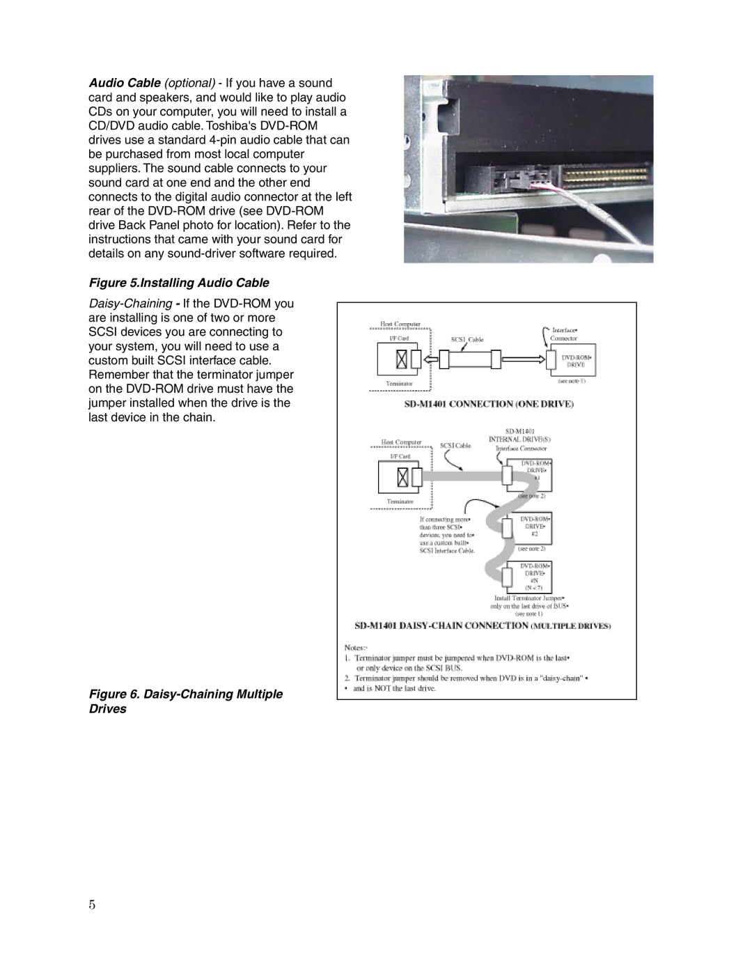 Toshiba SD-M1401 user manual Installing Audio Cable 