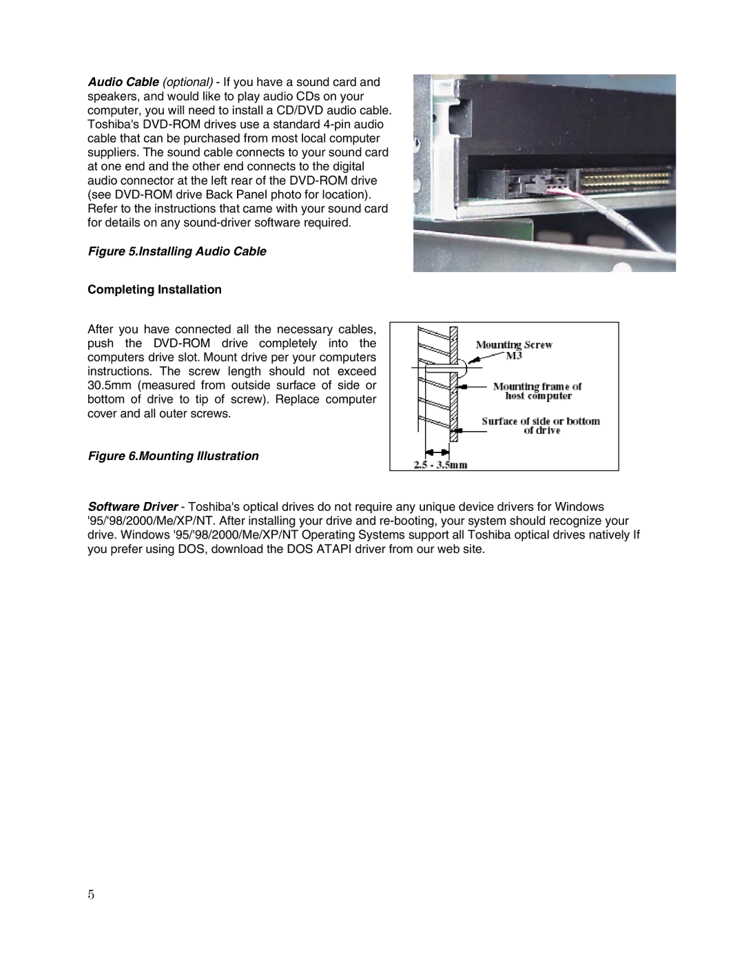 Toshiba SD-M1502 user manual Installing Audio Cable, Completing Installation 