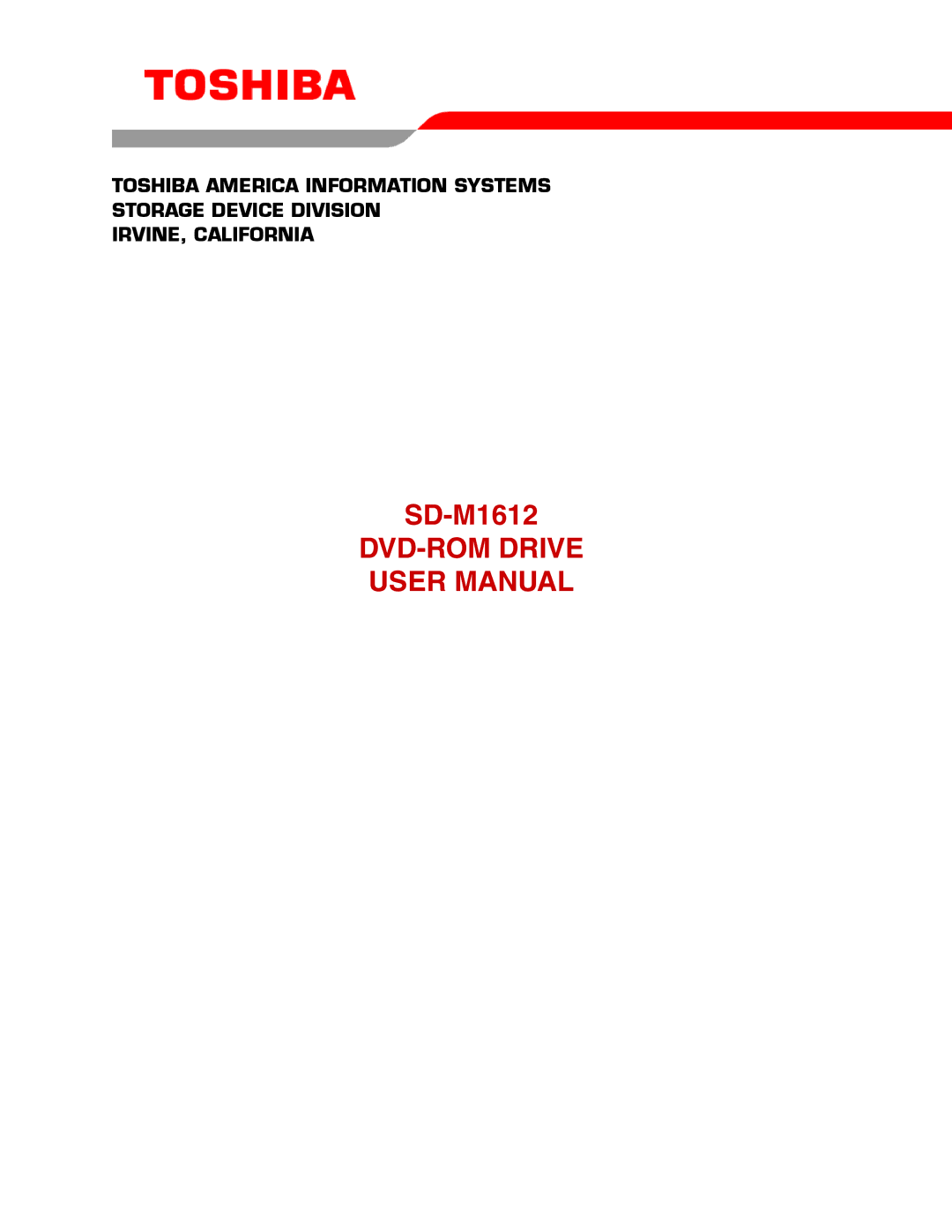 Toshiba SD-M1612 user manual DVD-ROM Drive 