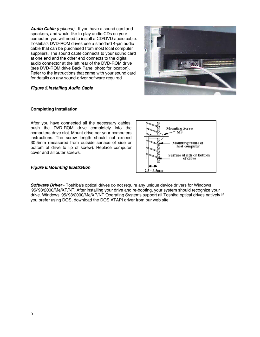 Toshiba SD-M1612 user manual Installing Audio Cable, Completing Installation 