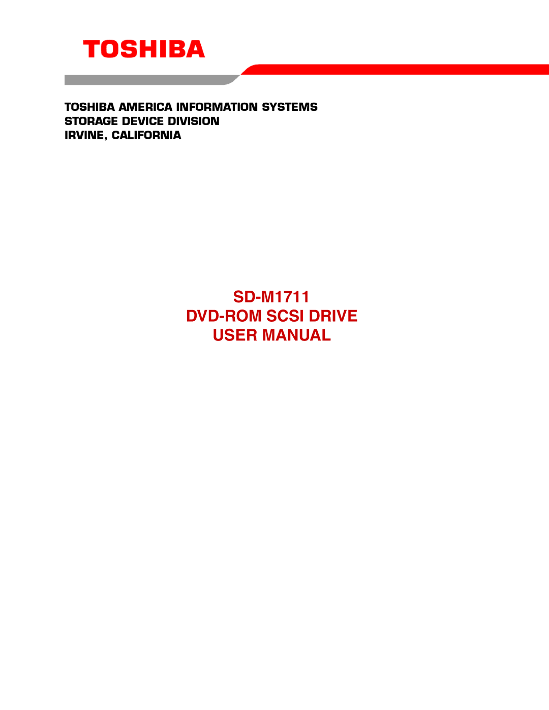 Toshiba SD-M1711 user manual DVD-ROM Scsi Drive 