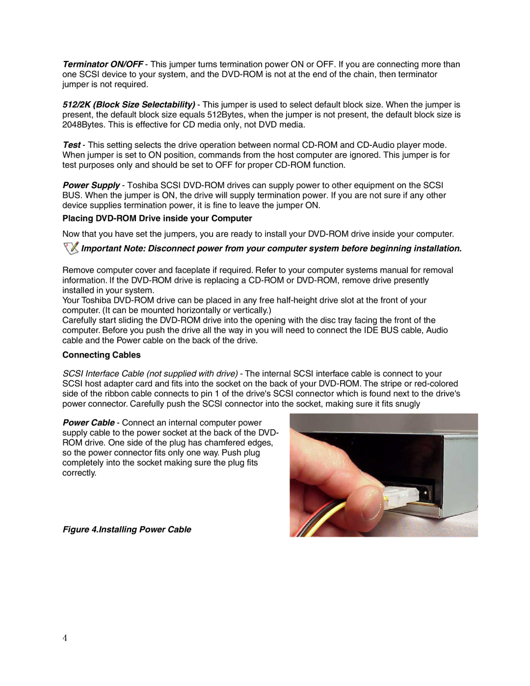 Toshiba SD-M1711 user manual Placing DVD-ROM Drive inside your Computer, Connecting Cables 