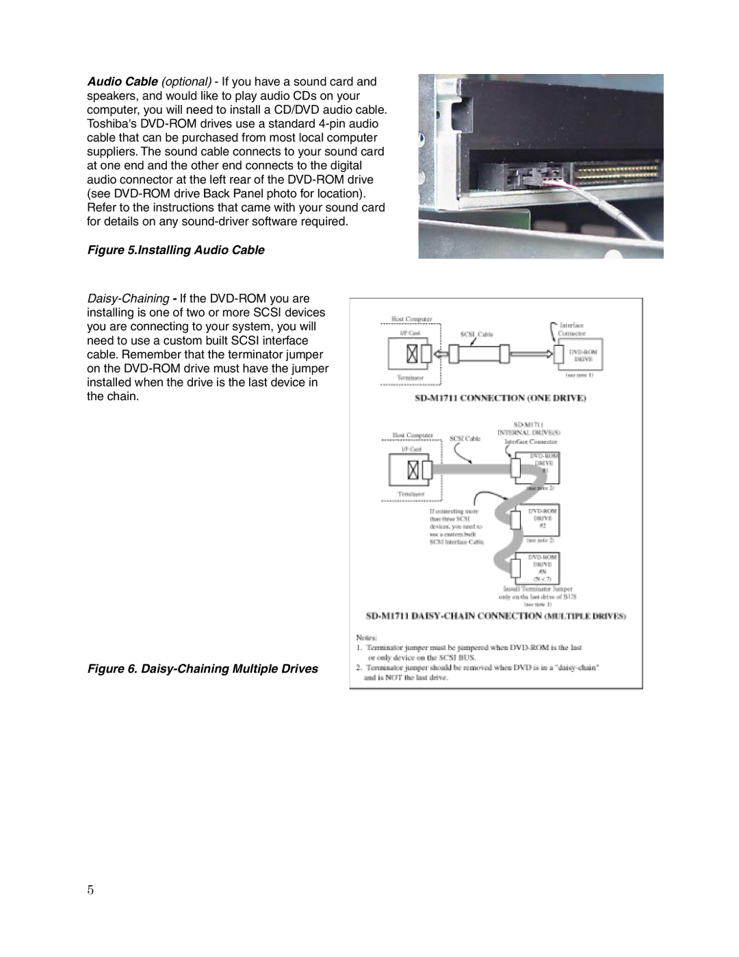 Toshiba SD-M1711 user manual Installing Audio Cable 