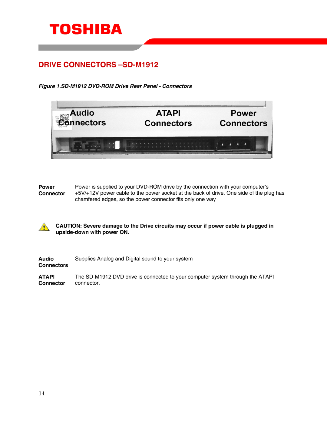 Toshiba user manual Drive Connectors -SD-M1912 