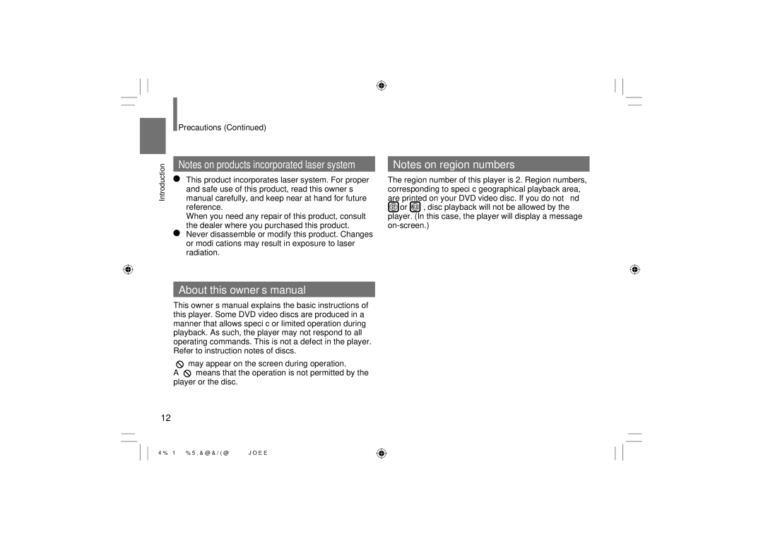 Toshiba SD-P120DTKE owner manual Precautions 