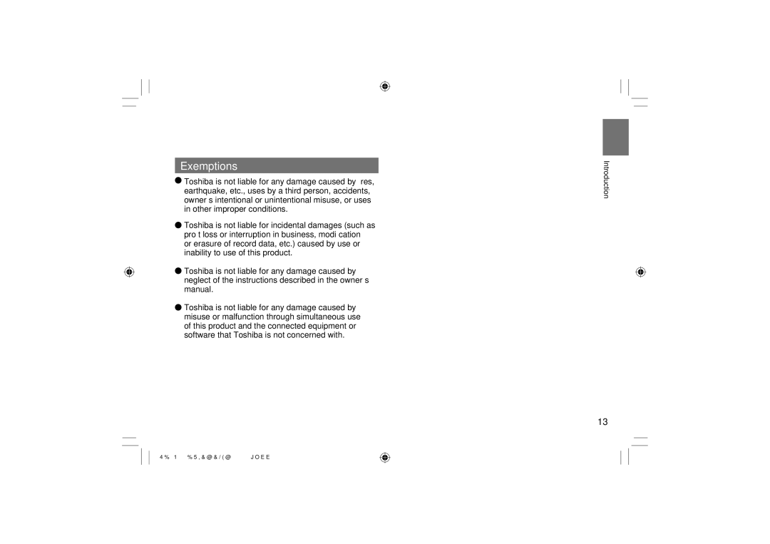 Toshiba SD-P120DTKE owner manual Exemptions 