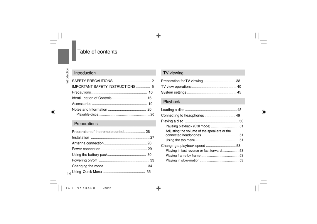 Toshiba SD-P120DTKE owner manual Table of contents 