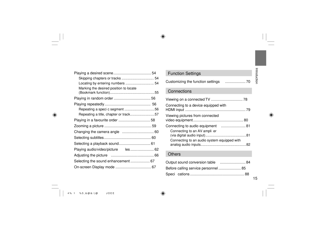 Toshiba SD-P120DTKE owner manual Function Settings, Connections, Others, Connecting to a device equipped with 