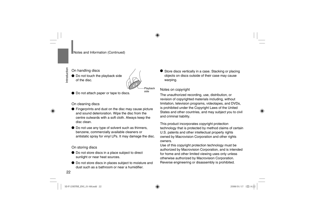 Toshiba SD-P120DTKE owner manual On handling discs, On cleaning discs, On storing discs 