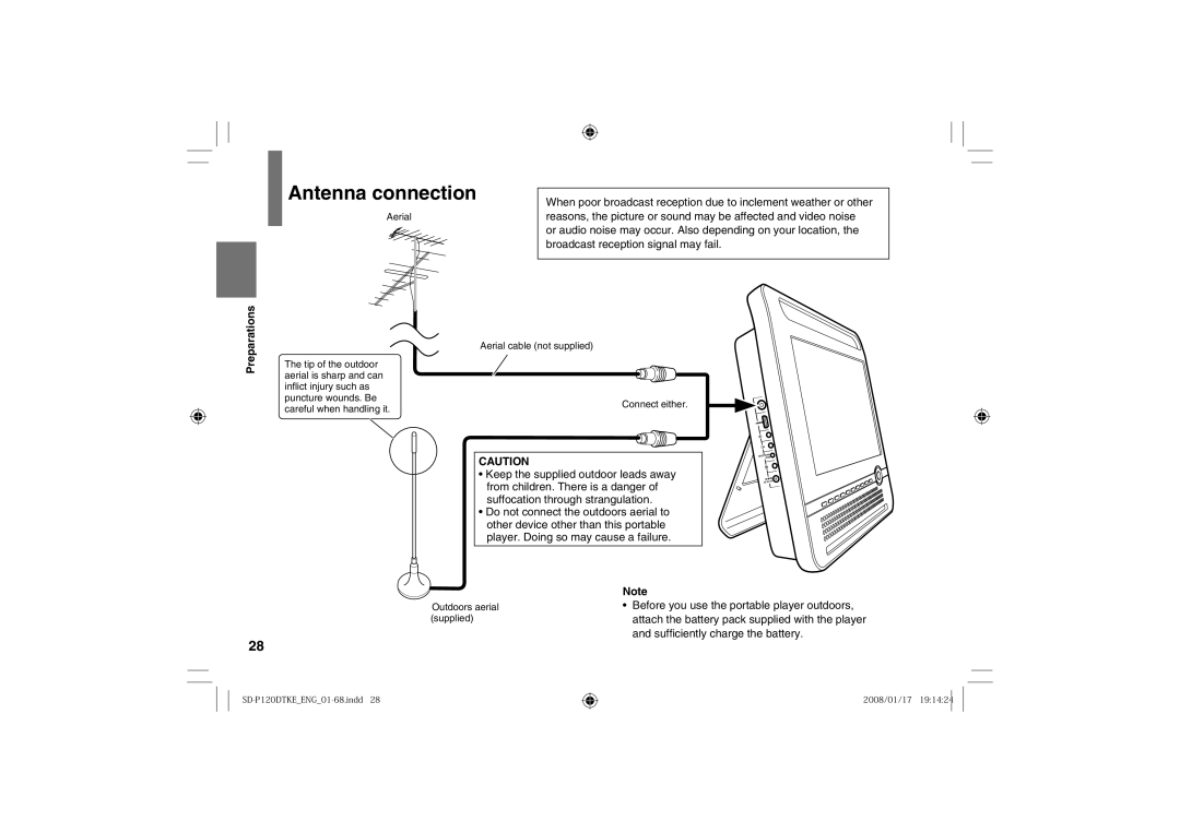 Toshiba SD-P120DTKE owner manual Antenna connection 