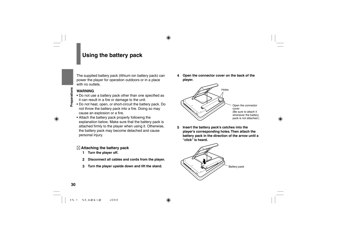 Toshiba SD-P120DTKE owner manual Using the battery pack, Attaching the battery pack 