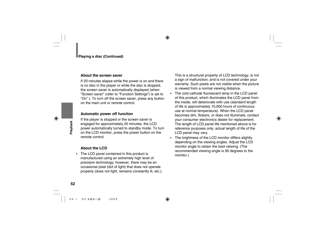 Toshiba SD-P120DTKE owner manual About the screen saver, Automatic power off function, About the LCD 