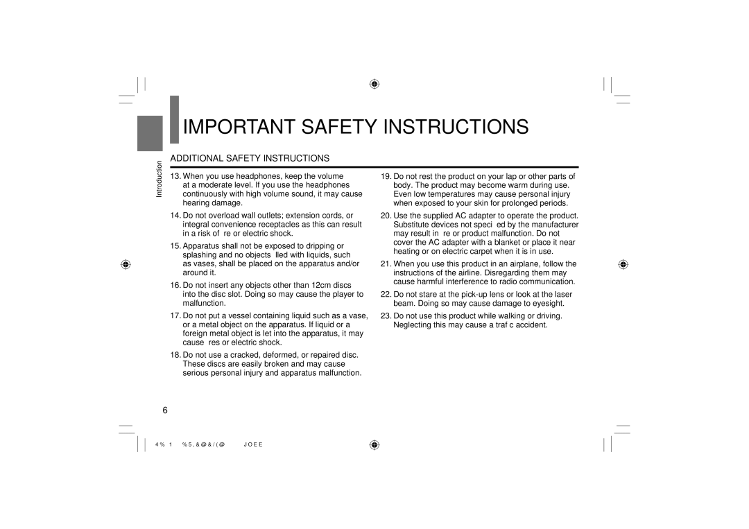 Toshiba SD-P120DTKE owner manual Additional Safety Instructions 