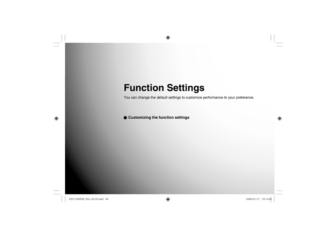 Toshiba SD-P120DTKE owner manual Function Settings, Customizing the function settings 