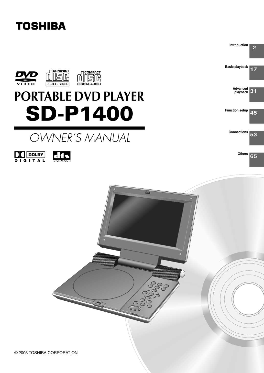 Toshiba SD-P1400 manual 