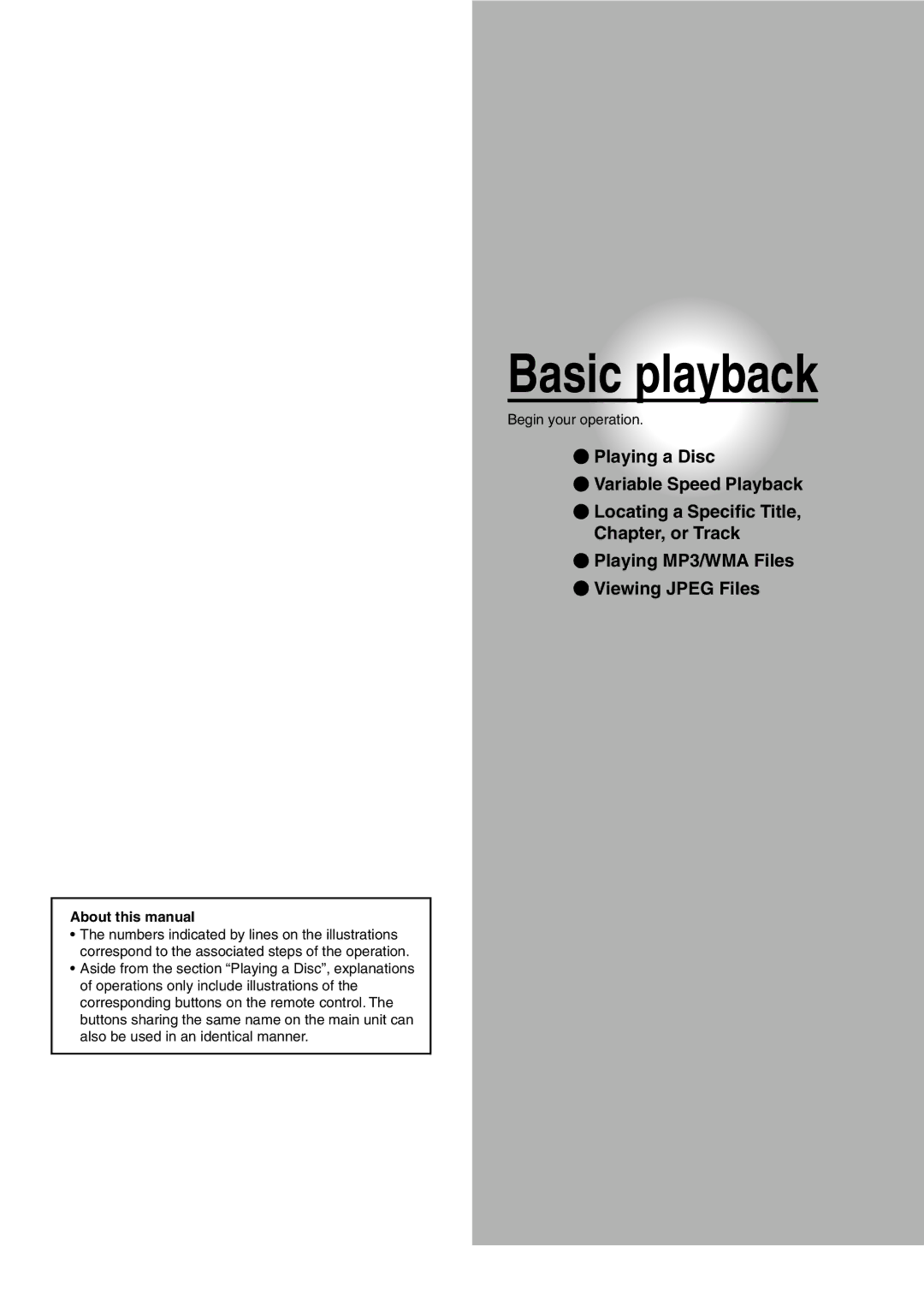 Toshiba SD-P1400 Basic playback, About this manual 