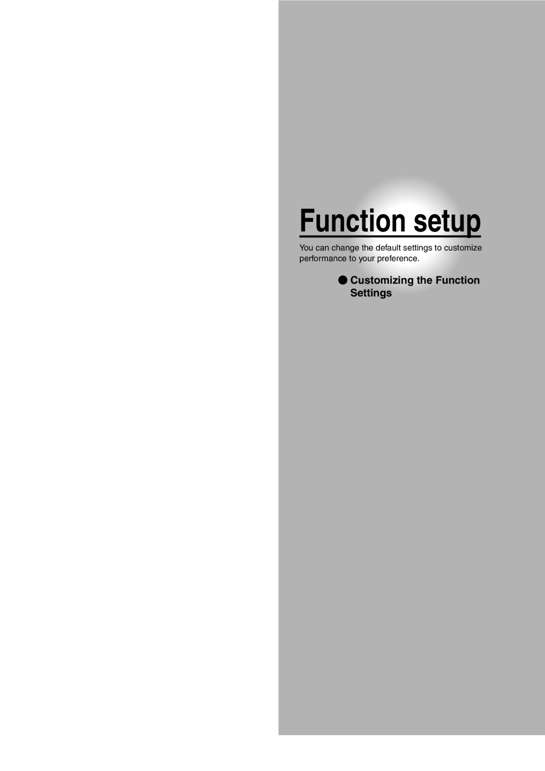 Toshiba SD-P1400 manual Function setup 