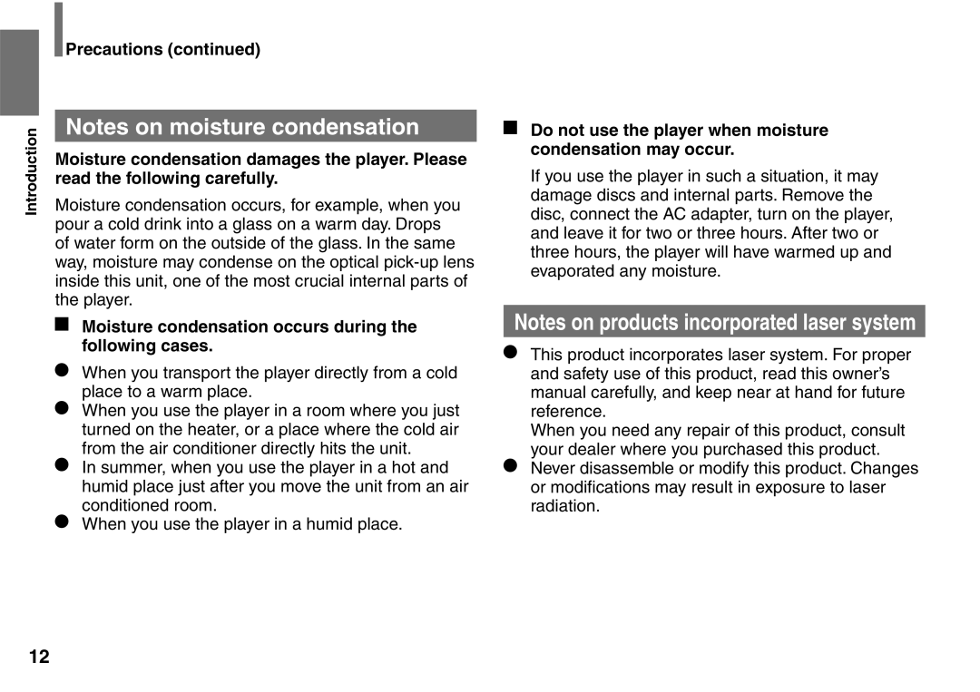 Toshiba SD-P1707SR owner manual Moisture condensation occurs during the following cases 