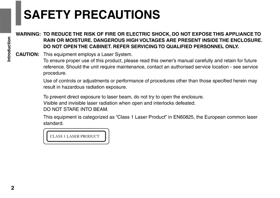 Toshiba SD-P1707SR owner manual Safety Precautions 